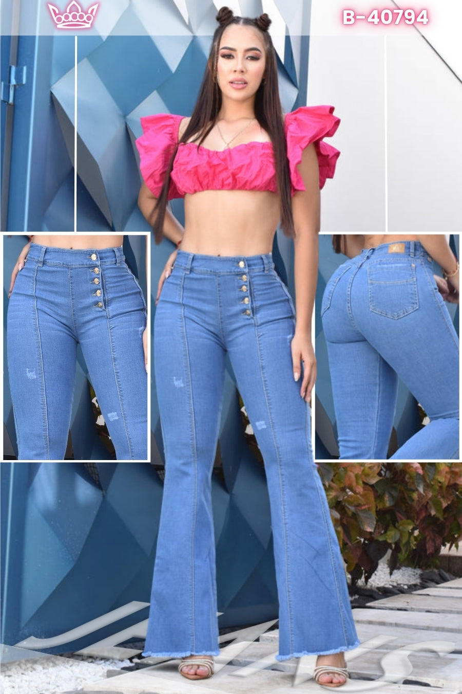 JEANS BOTA CAMPANA LEVANTA COLA REF. B-40794