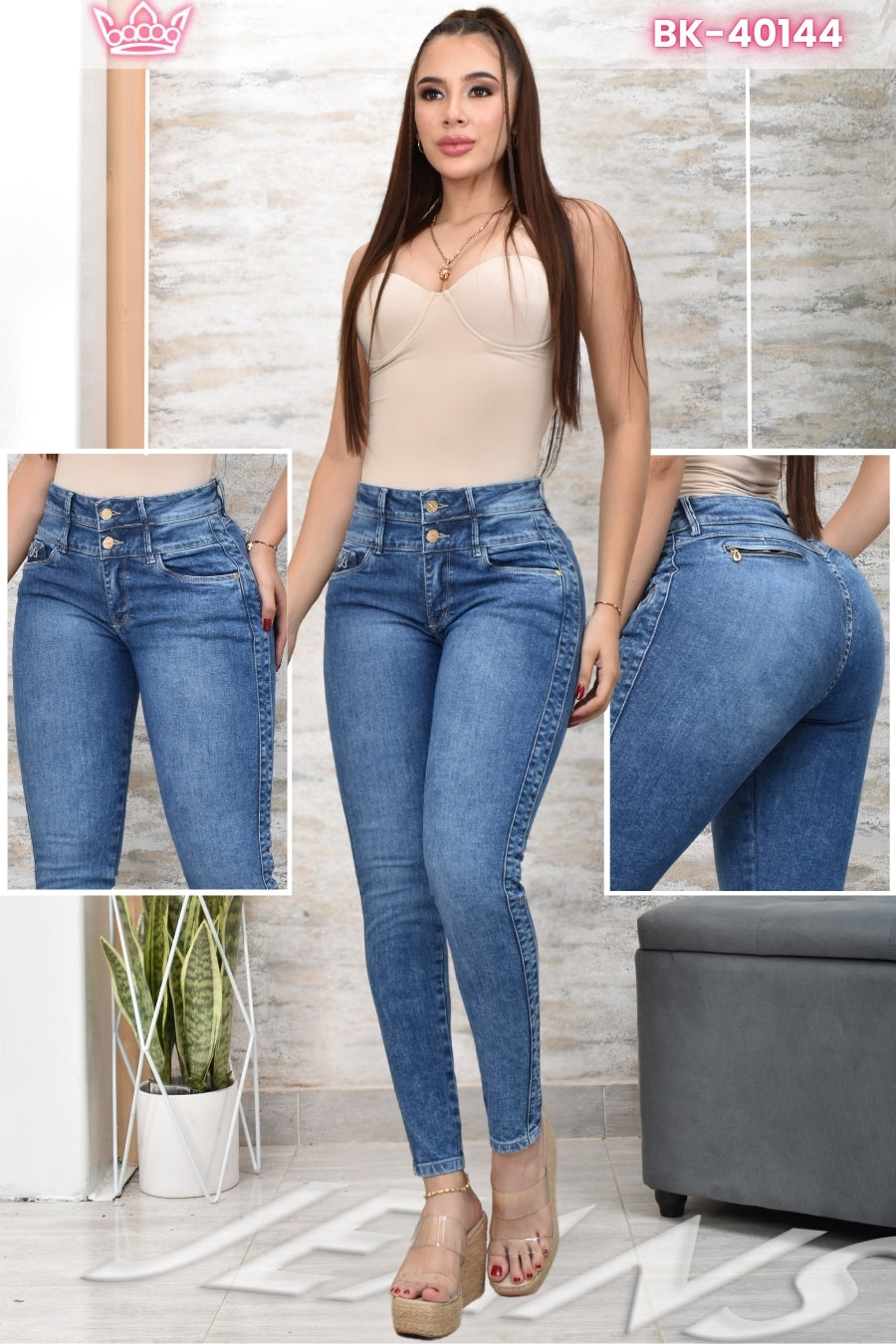 JEANS SKINNY CONTROL ABDOMEN LEVANTA COLA REF. BK-40144