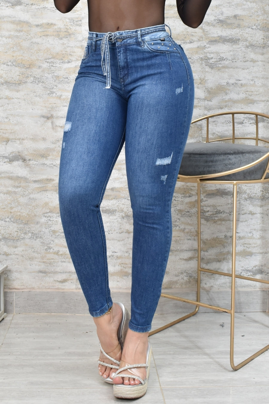 JEANS SKINNY CONTROL ABDOMEN LEVANTA COLA REF. BK-40153