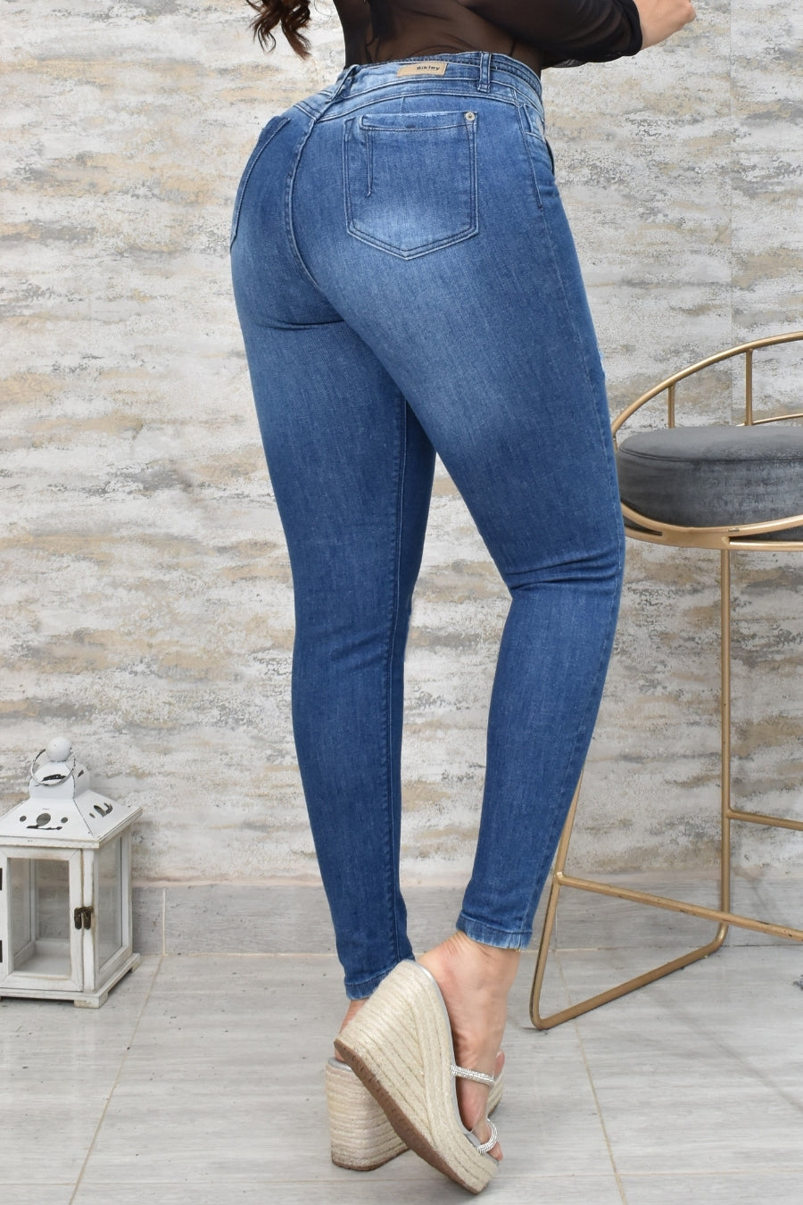 JEANS SKINNY CONTROL ABDOMEN LEVANTA COLA REF. BK-40153