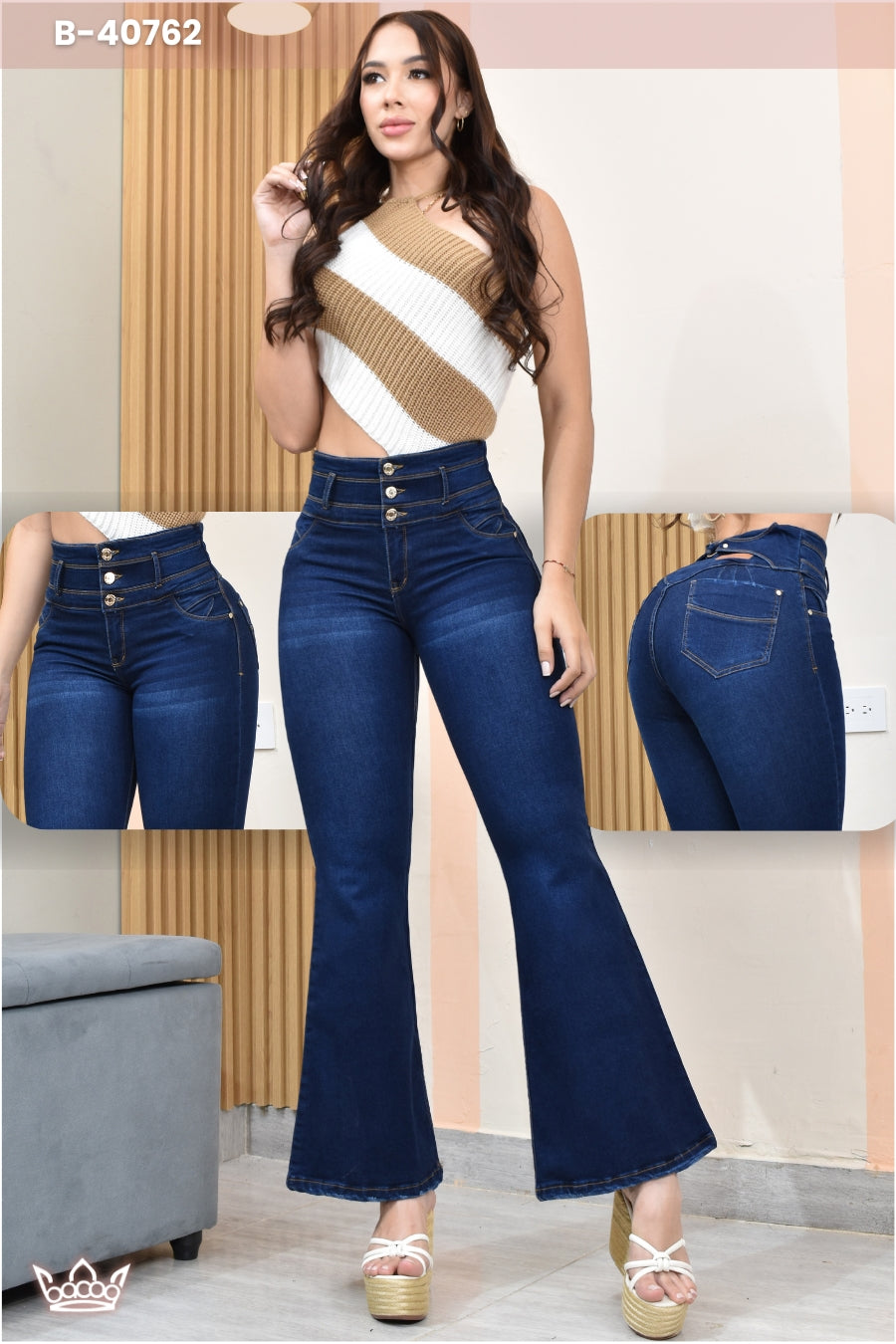 JEANS BOTA CAMPANA LEVANTA COLA REF. B-40762