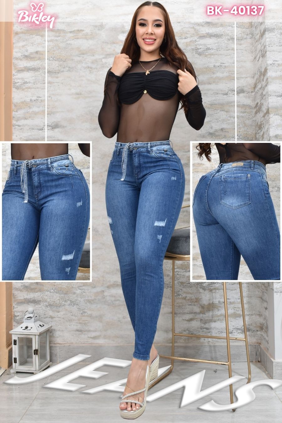 JEANS SKINNY CONTROL ABDOMEN LEVANTA COLA REF. BK-40153