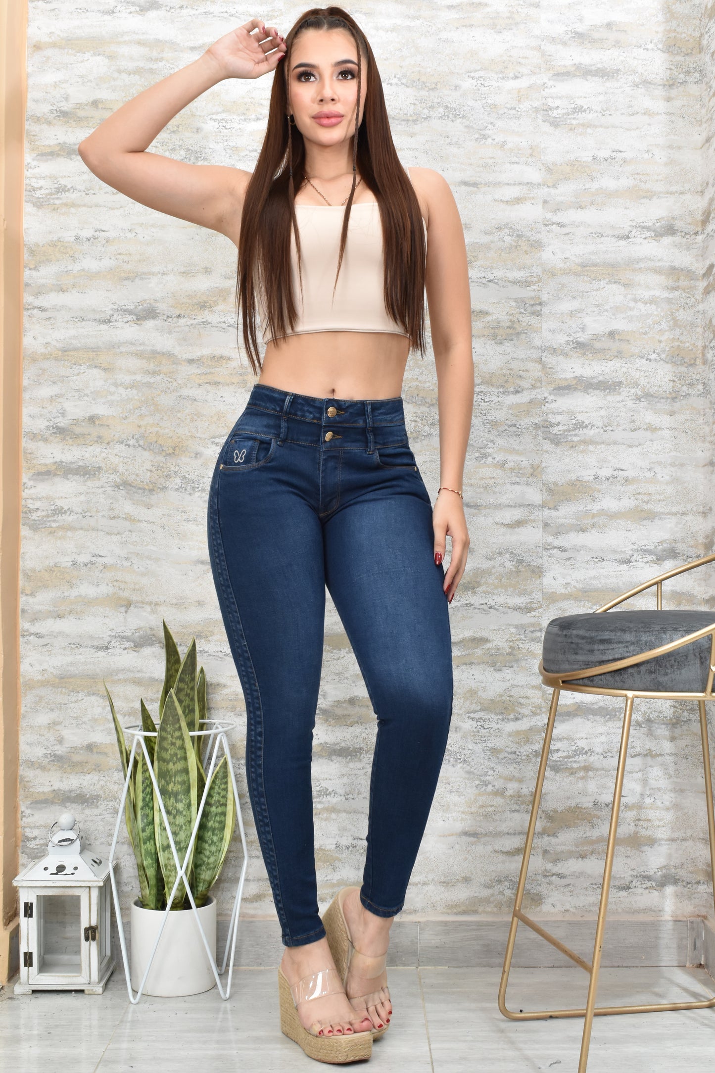 JEANS SKINNY CONTROL ABDOMEN LEVANTA COLA REF. BK-40145