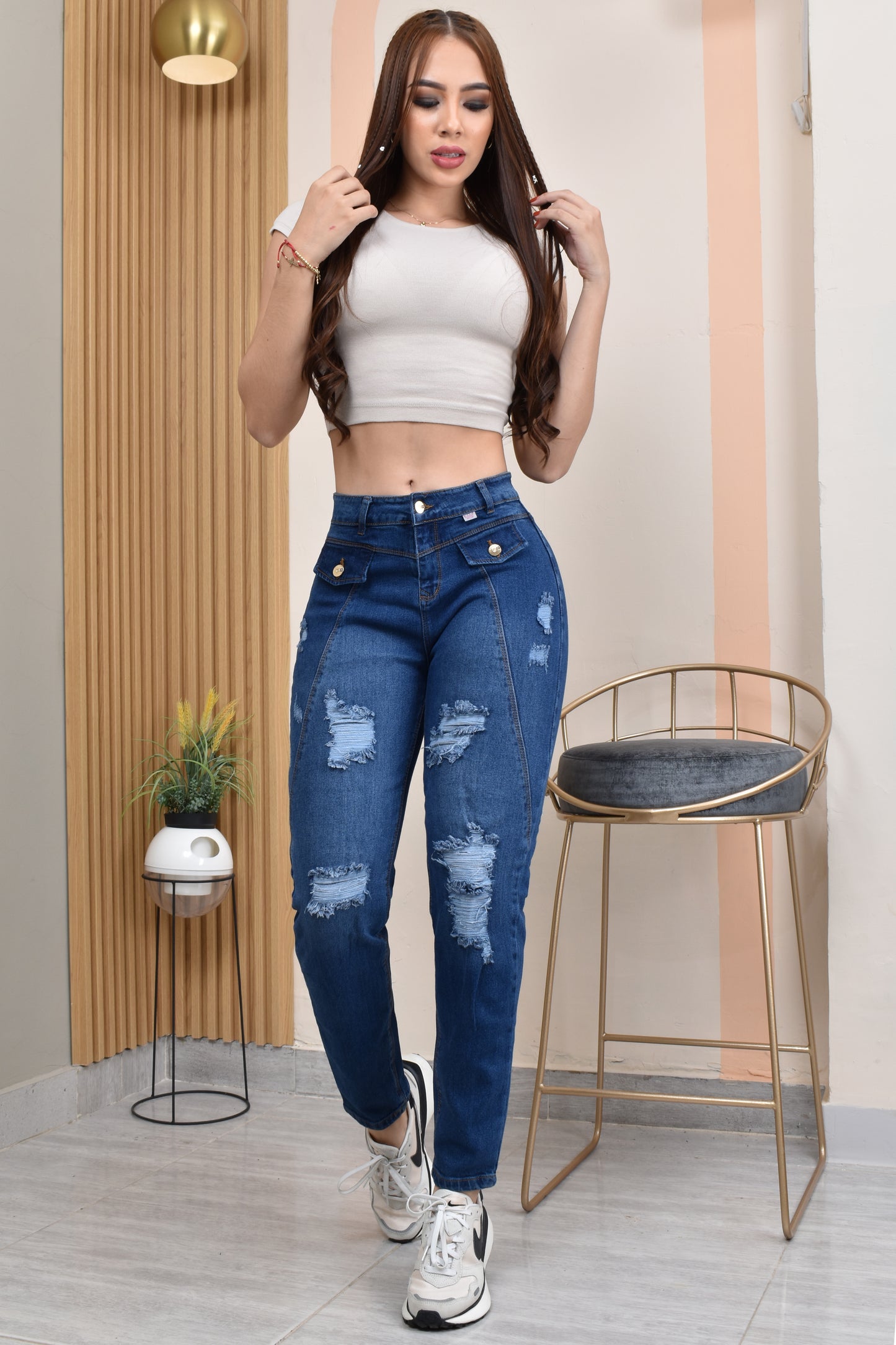 JEANS MOMFIT MOLDEADOR REF. B-40715