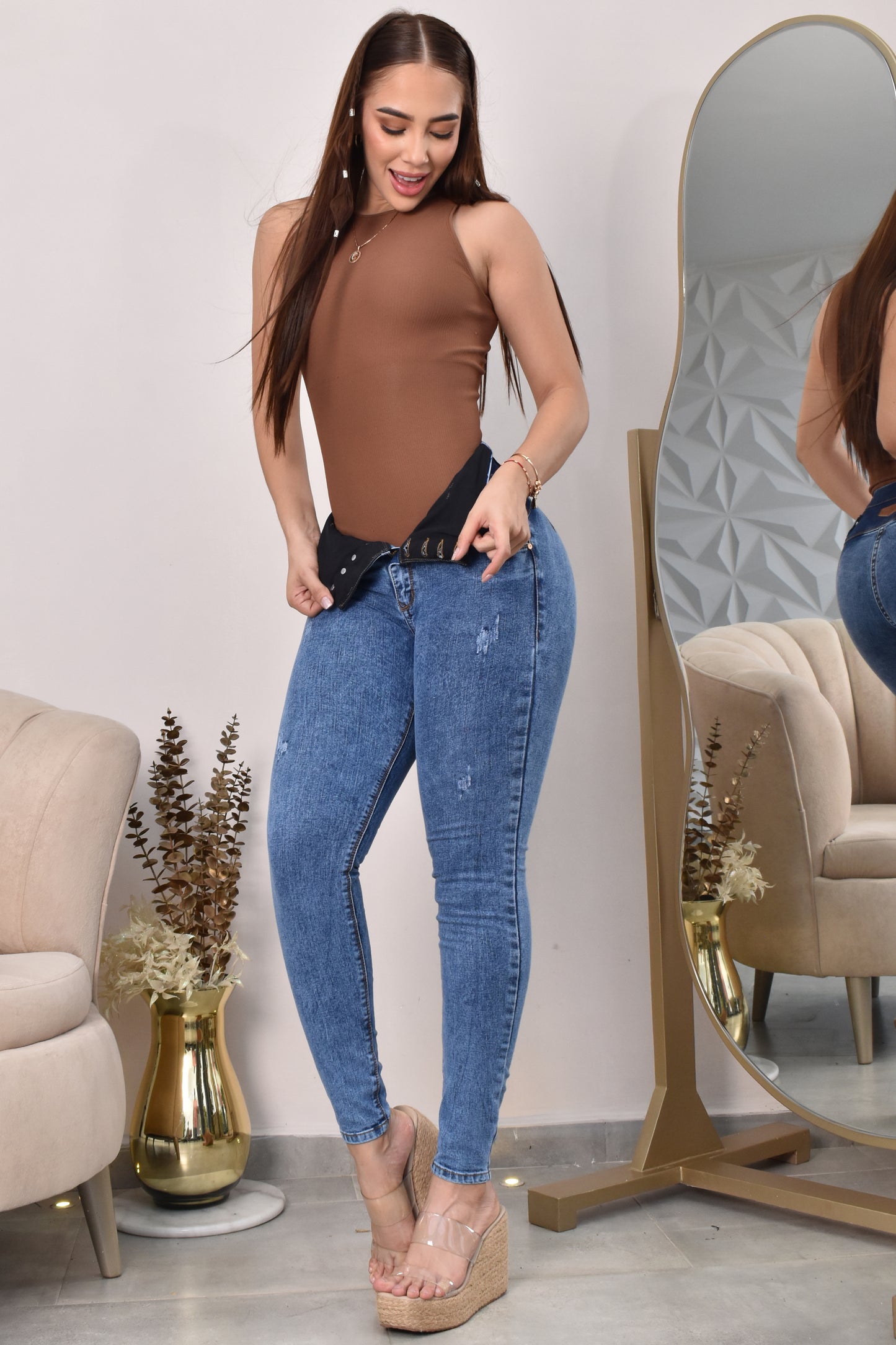 JEANS SKINNY CONTROL ABDOMEN LEVANTA COLA REF. B-254041