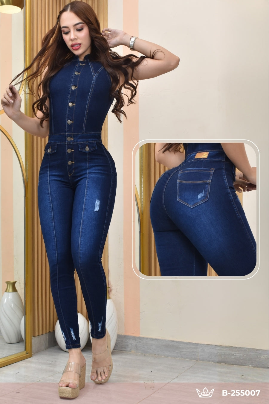 ENTERIZO LARGO DENIM STRECH HORMA PERFECTA B-255007