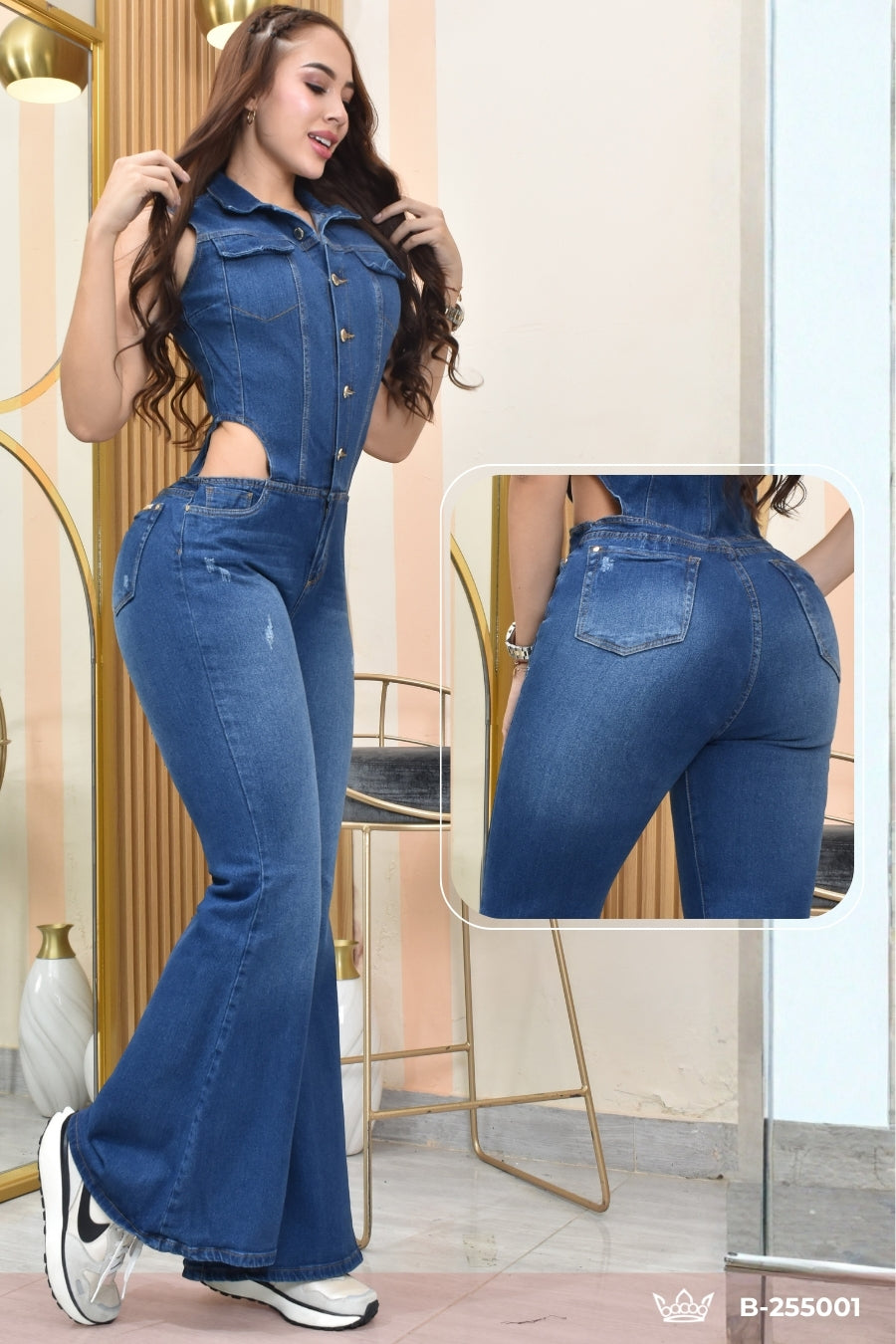 ENTERIZO LARGO DENIM, CONFORT HORMA PERFECTA B-255001