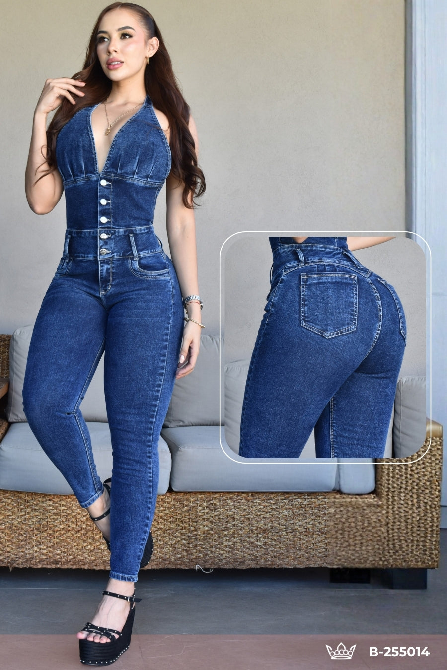 ENTERIZO LARGO DENIM, CONFORT HORMA PERFECTA B-255014
