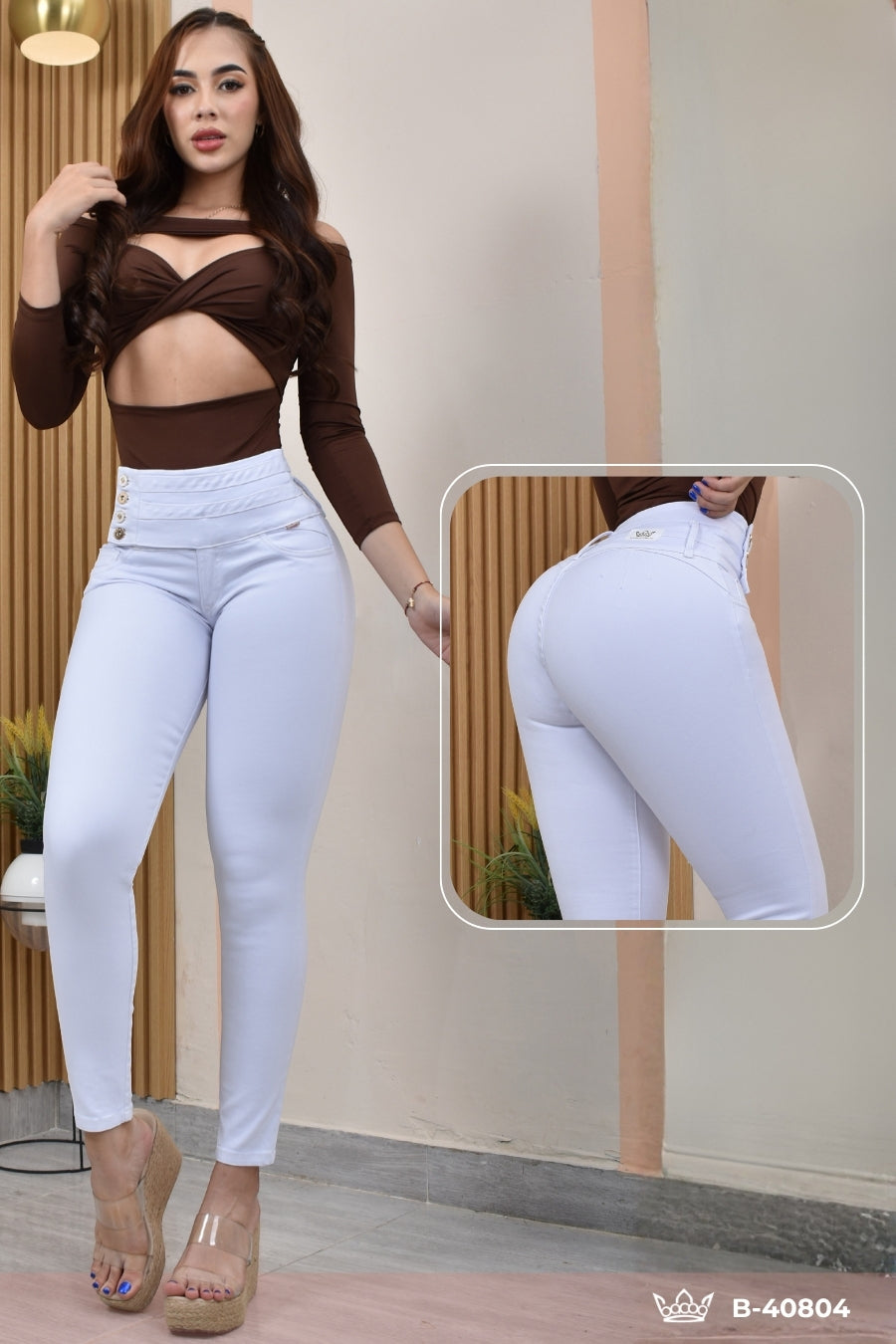 PANTALON SKINNY CONTROL ABDOMEN LEVANTA COLA  REF. B-40804