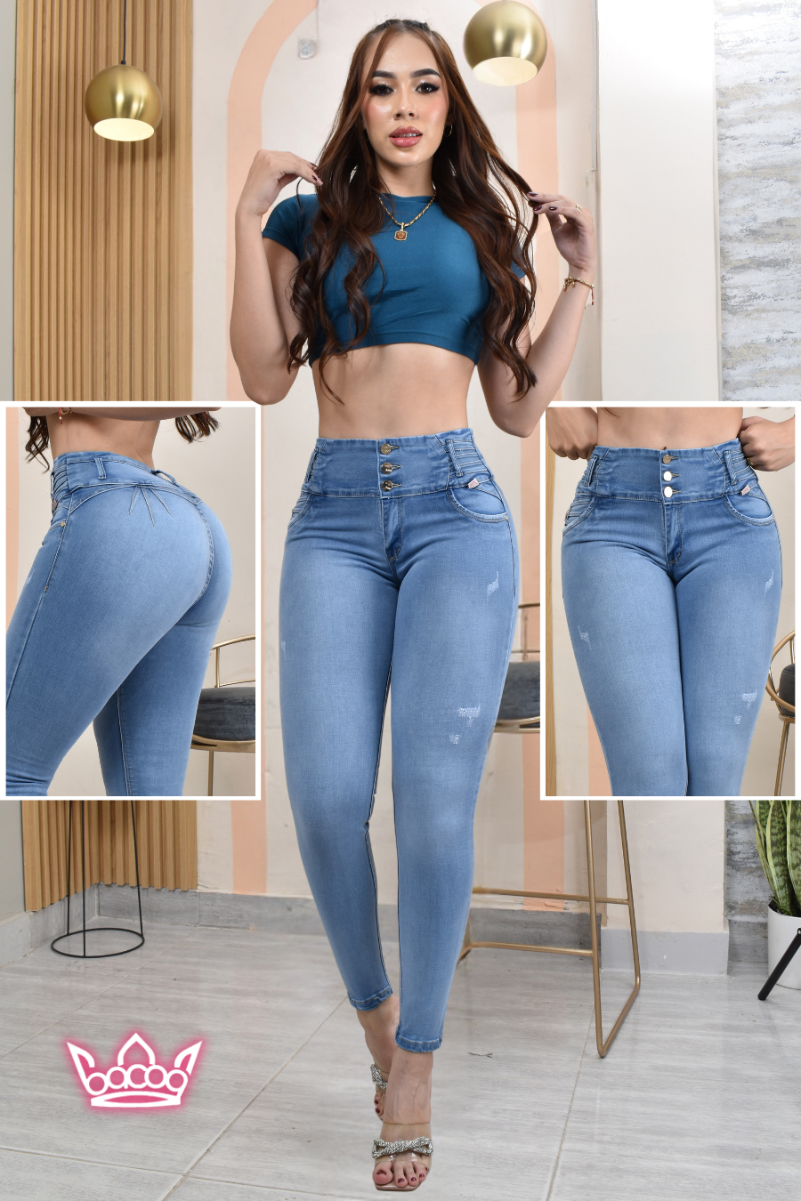 JEANS SKINNY CONTROL ABDOMEN LEVANTA COLA  REF. B-40757