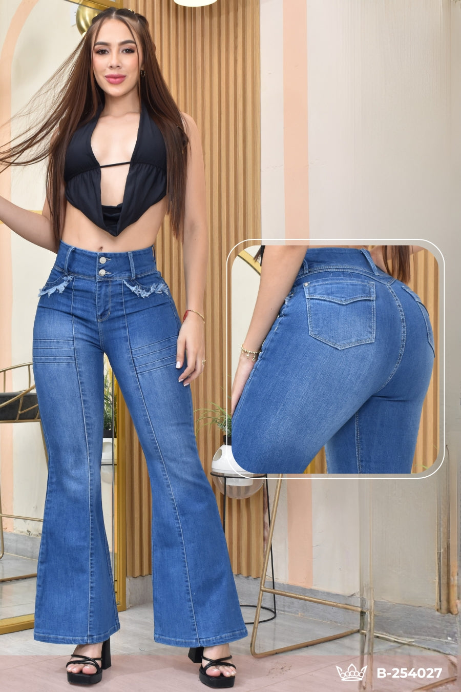 JEANS BOTA ANCHA LEVANTA COLA  REF. B-254027