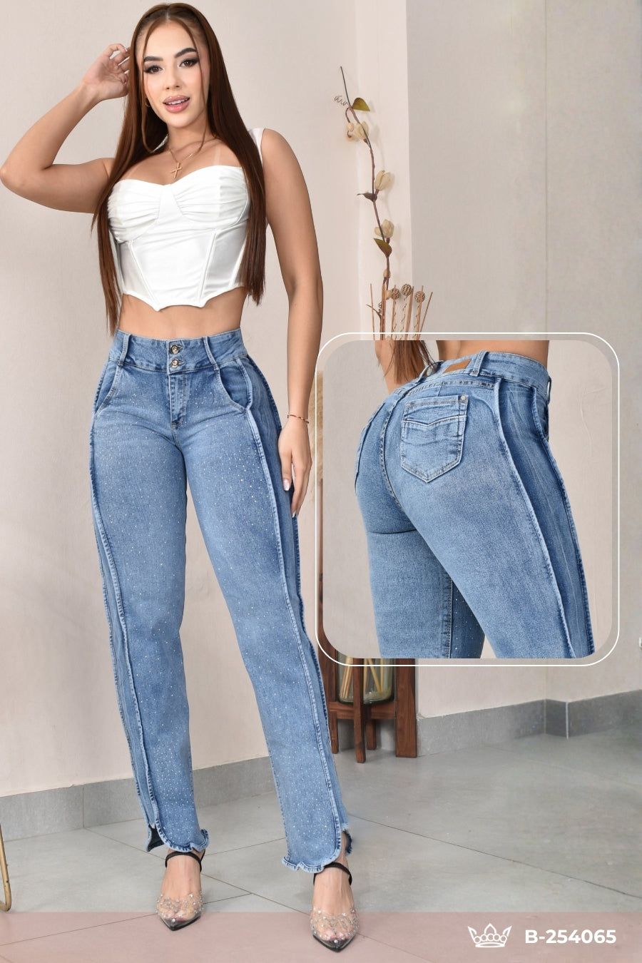 JEANS BOTA RECTA LEVANTA COLA  REF. B-254065