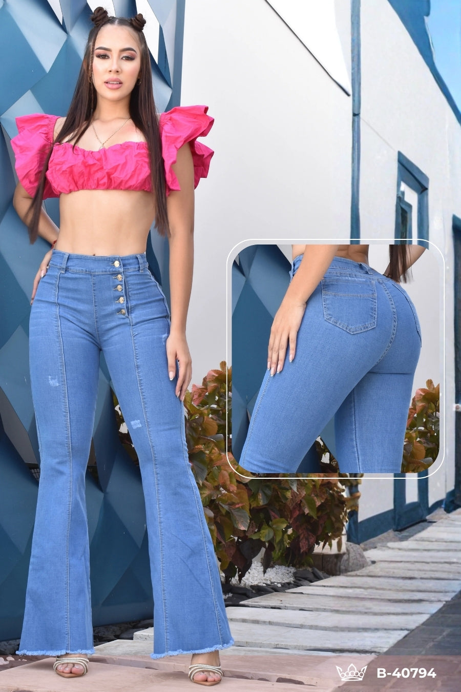 JEANS BOTA ANCHA LEVANTA COLA REF. B-40794