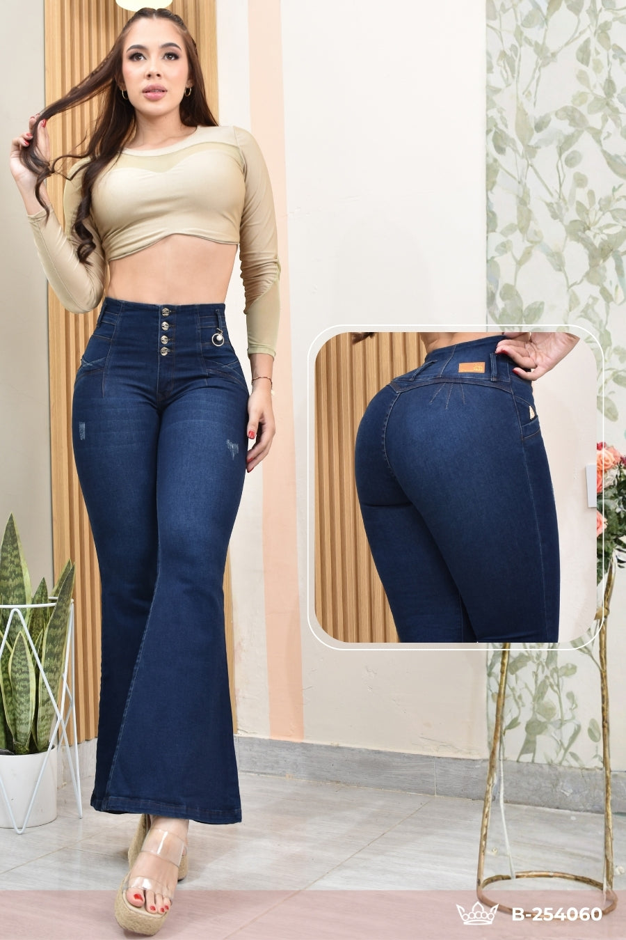 JEANS BOTA ANCHA LEVANTA COLA  REF. B-254060