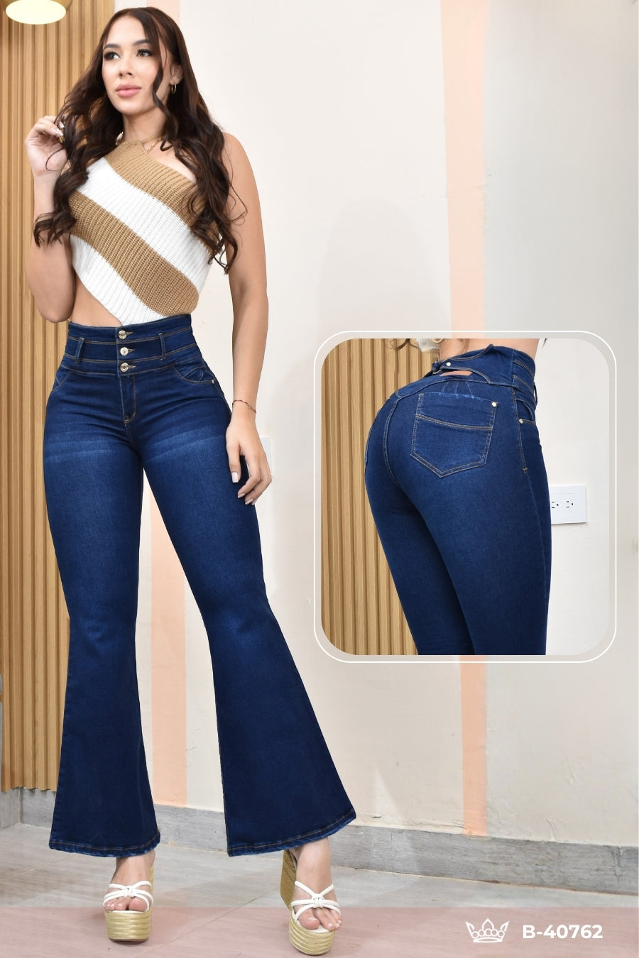 JEANS BOTA ANCHA LEVANTA COLA  REF. B-40762
