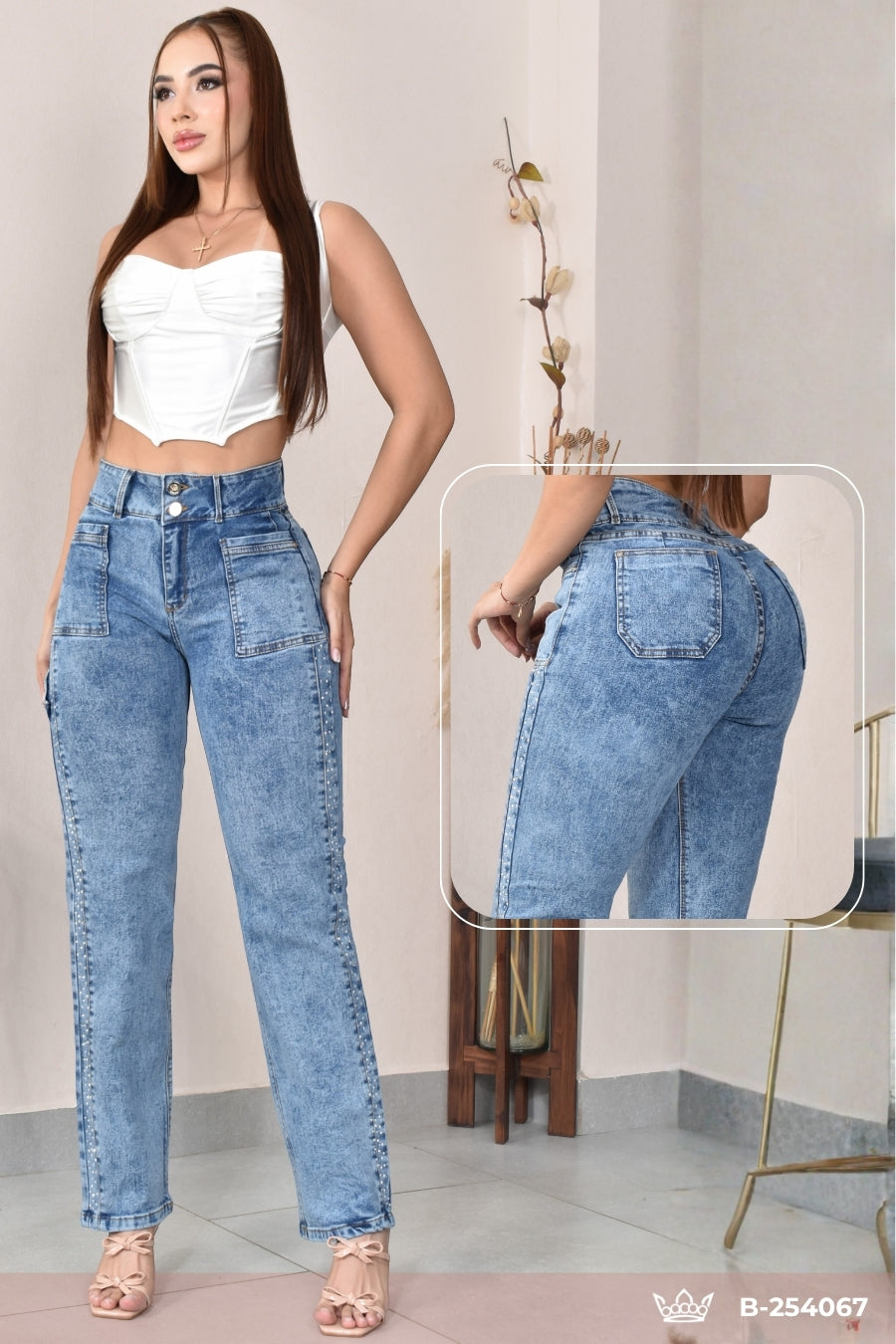 JEANS BOTA RECTA LEVANTA COLA  REF. B-254067