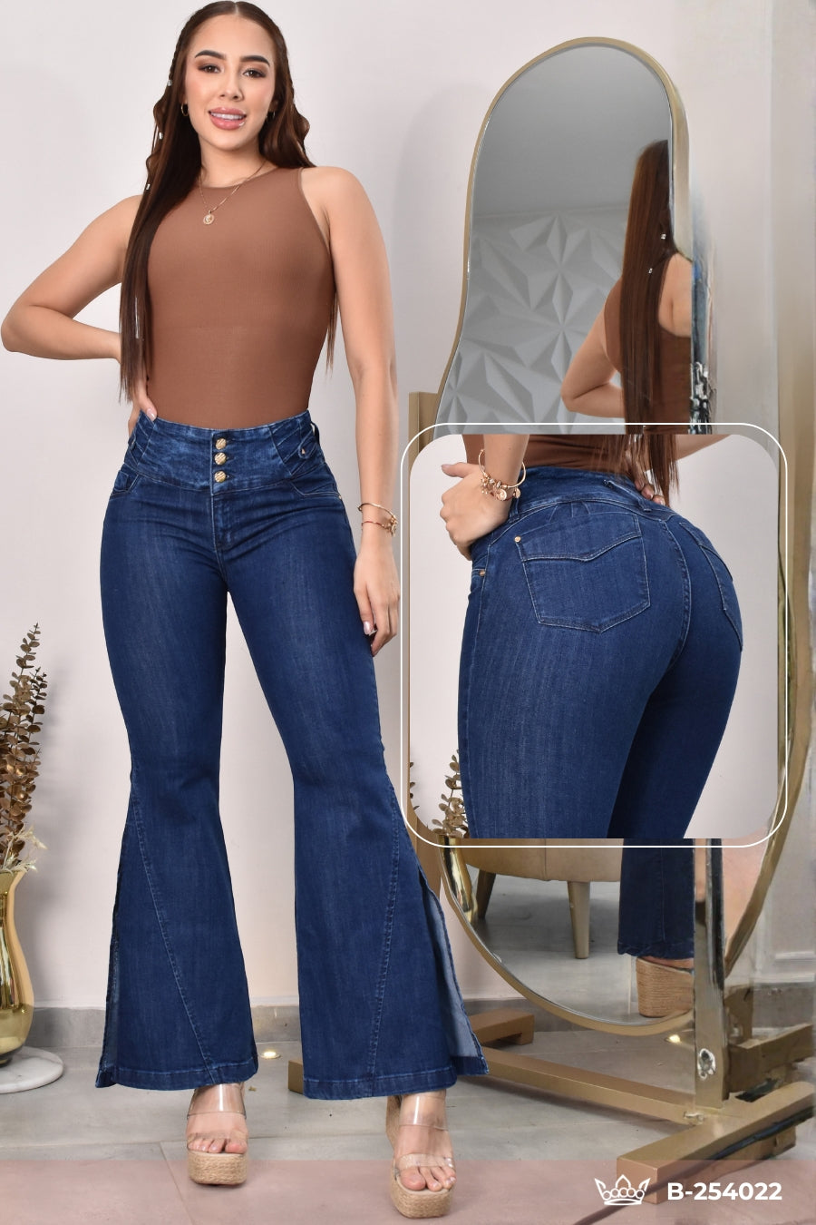 JEANS BOTA ANCHA LEVANTA COLA  REF. B-254022