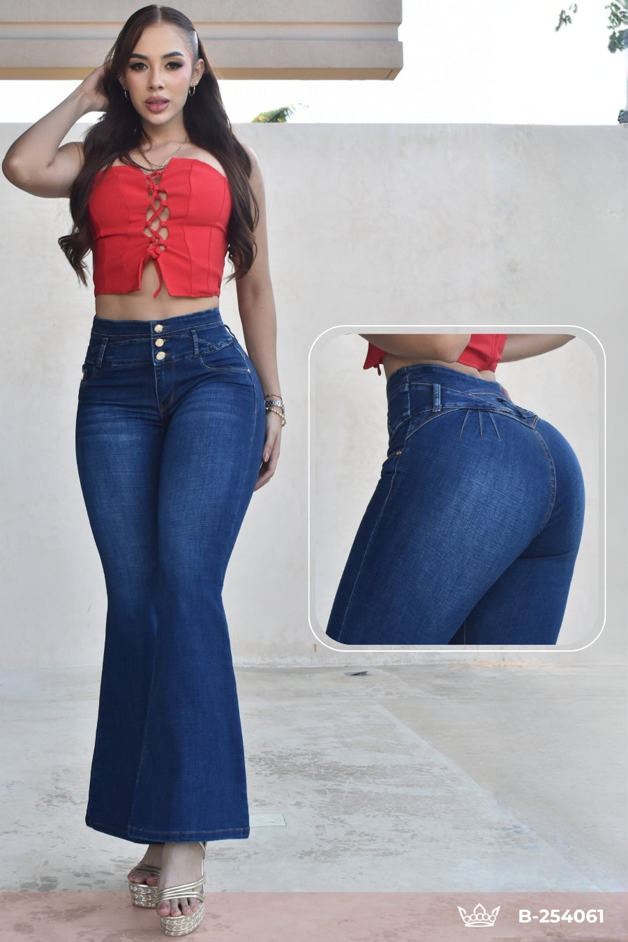 JEANS BOTA ANCHA LEVANTA COLA  REF. B-254061
