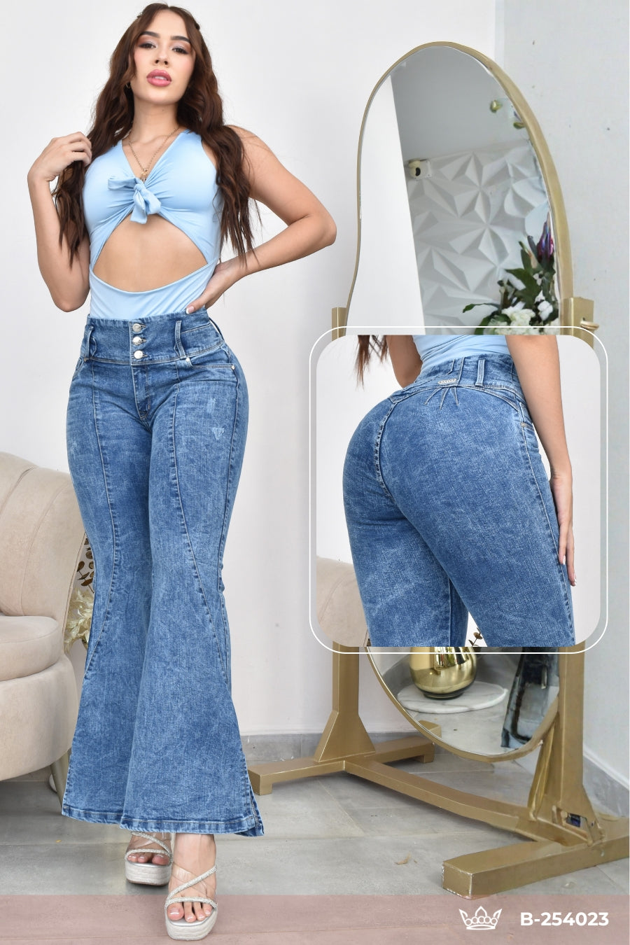 JEANS BOTA ANCHA LEVANTA COLA  REF. B-254023
