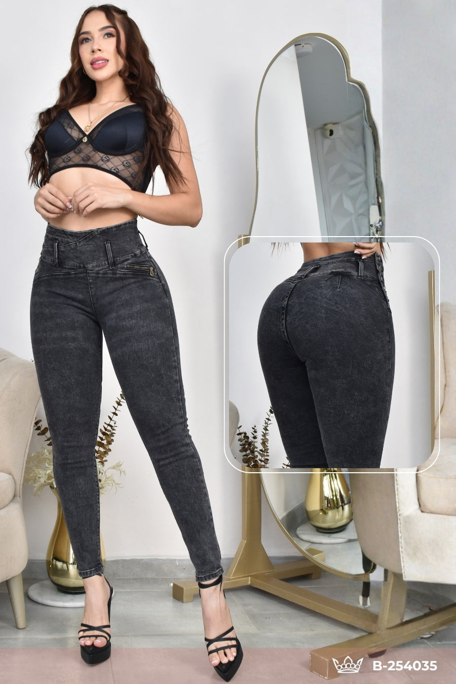 JEANS SKINNY CONTROL ABDOMEN LEVANTA COLA  REF. B-254035