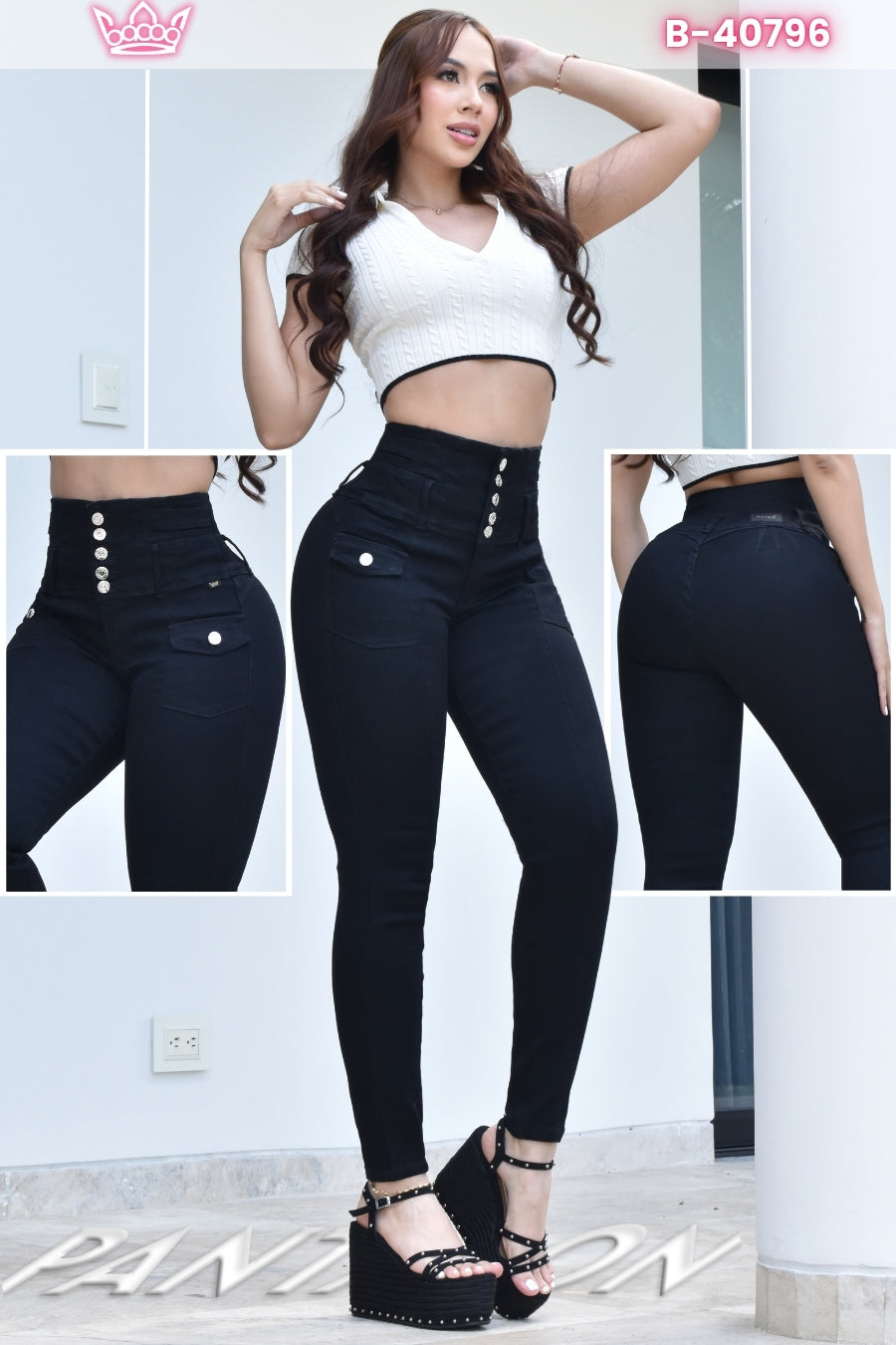 PANTALON SKINNY CONTROL ABDOMEN LEVANTA COLA  REF. B-40796