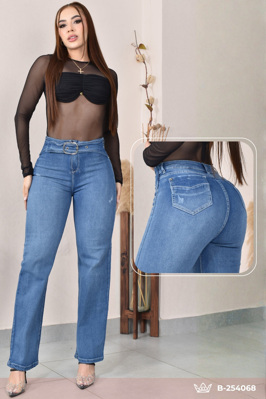 JEANS BOTA RECTA LEVANTA COLA  REF. B-254068