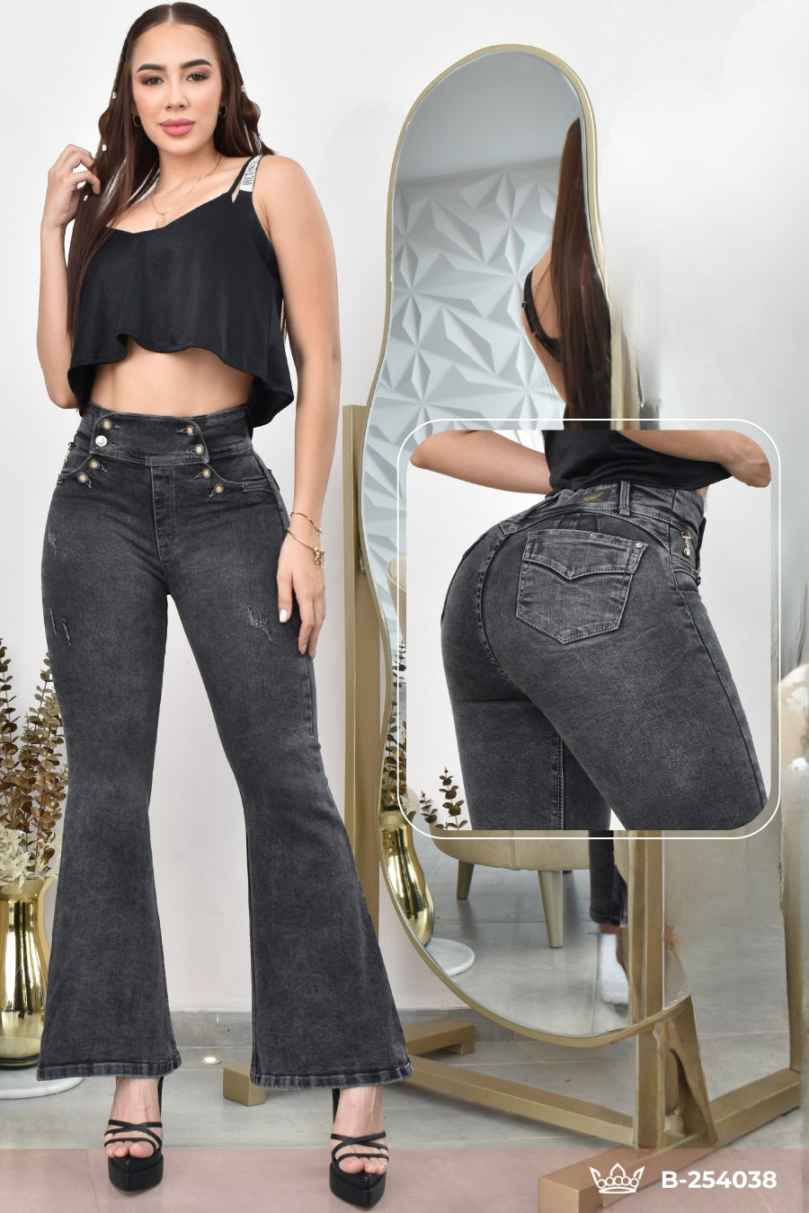 JEANS BOTA ANCHA LEVANTA COLA  REF. B-254038