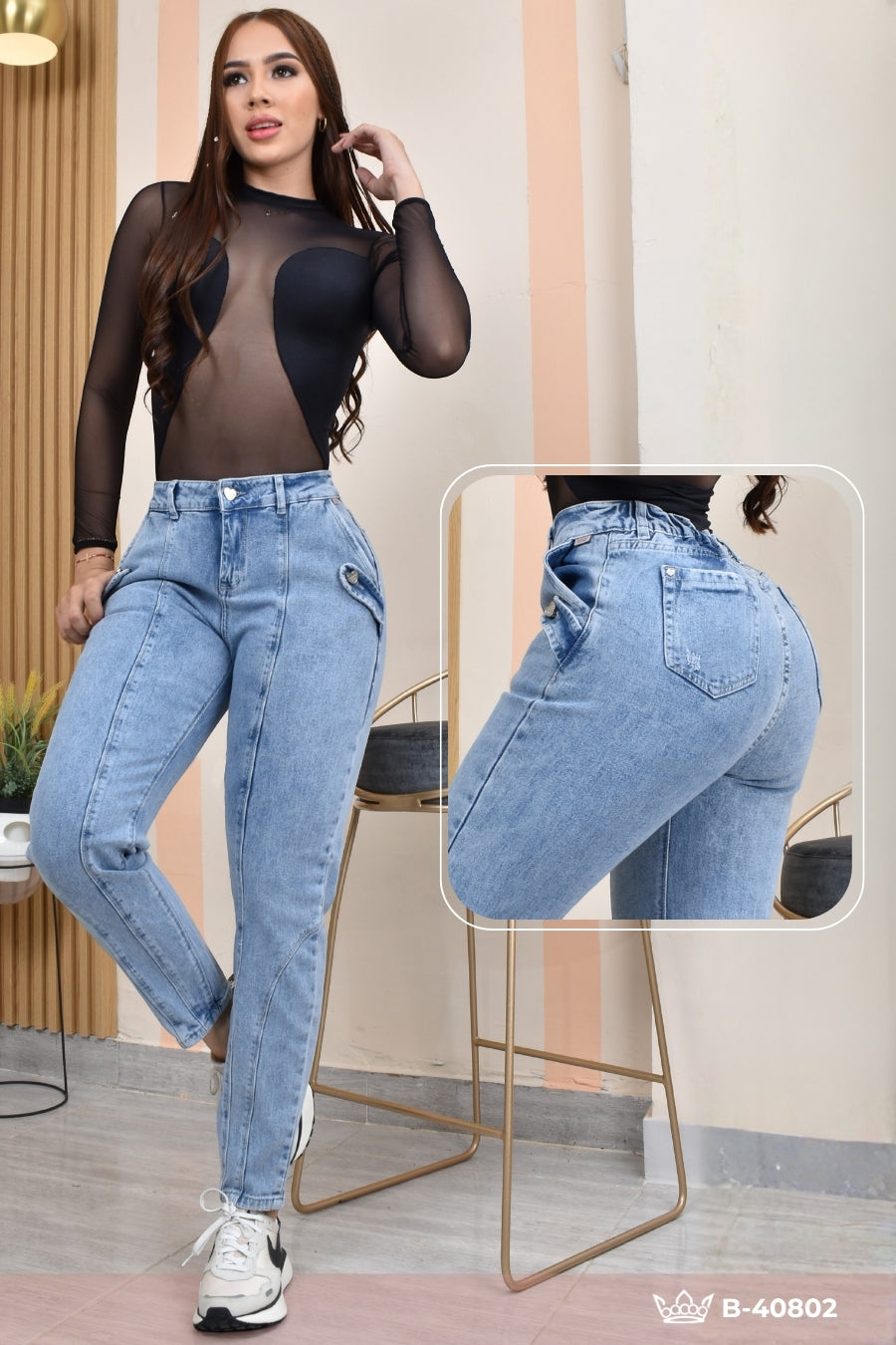 JEANS MOMFIT MOLDEADOR REF. B-40802