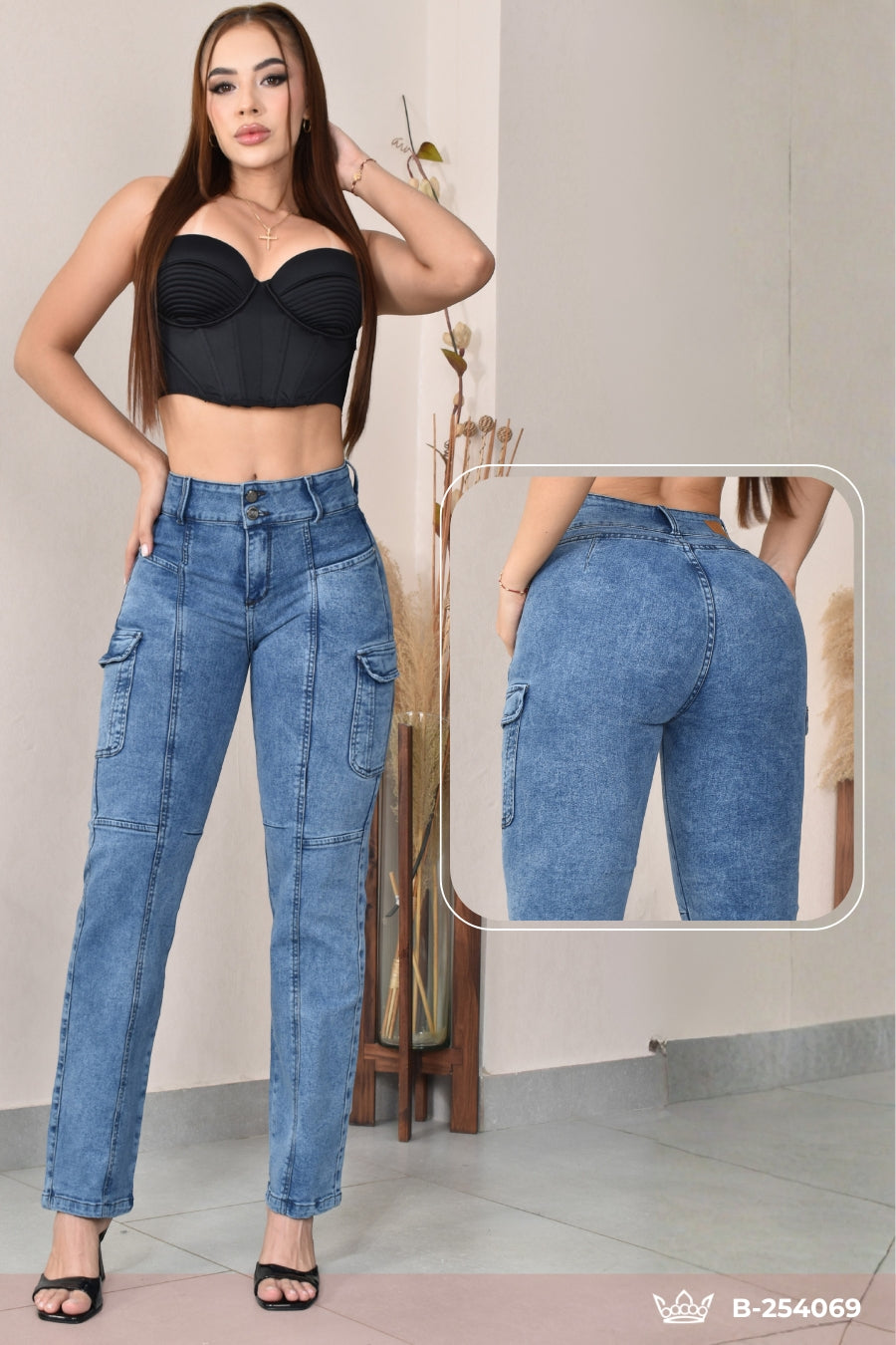 JEANS BOTA RECTA LEVANTA COLA  REF. B-254069