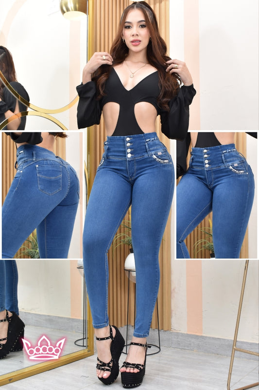 JEANS SKINNY CONTROL ABDOMEN LEVANTA COLA  REF. B-40756