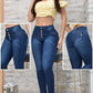 JEANS SKINNY CONTROL ABDOMEN LEVANTA COLA  REF. BK-40138