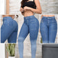 JEANS SKINNY CONTROL ABDOMEN LEVANTA COLA  REF. BK-40155