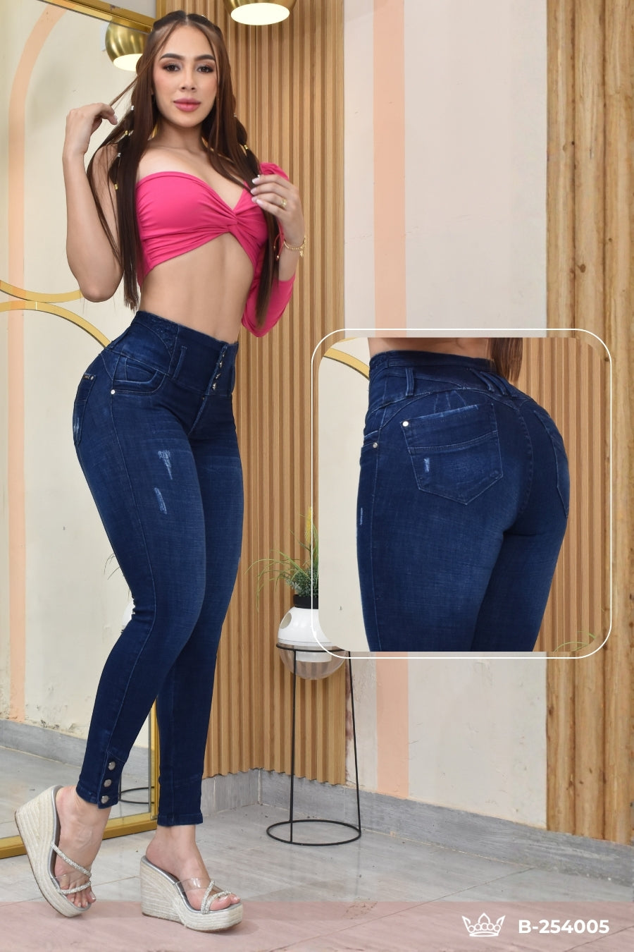 JEANS SKINNY CONTROL ABDOMEN LEVANTA COLA  REF. B-254005