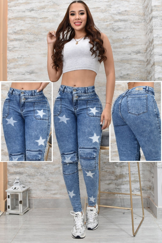 JEANS SKINNY CONTROL ABDOMEN LEVANTA COLA  REF. BK-40151