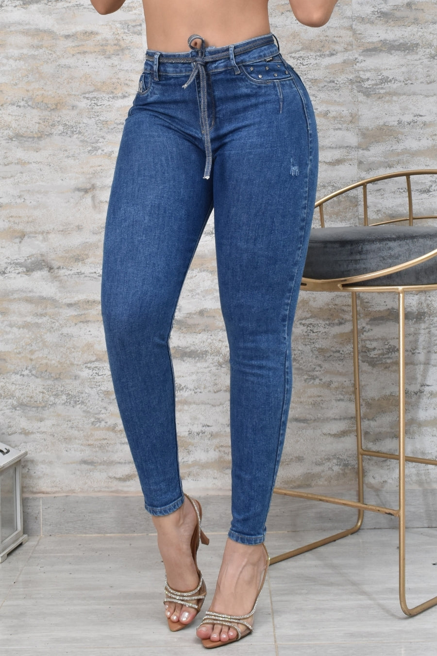 JEANS SKINNY CONTROL ABDOMEN LEVANTA COLA  REF. BK-40152