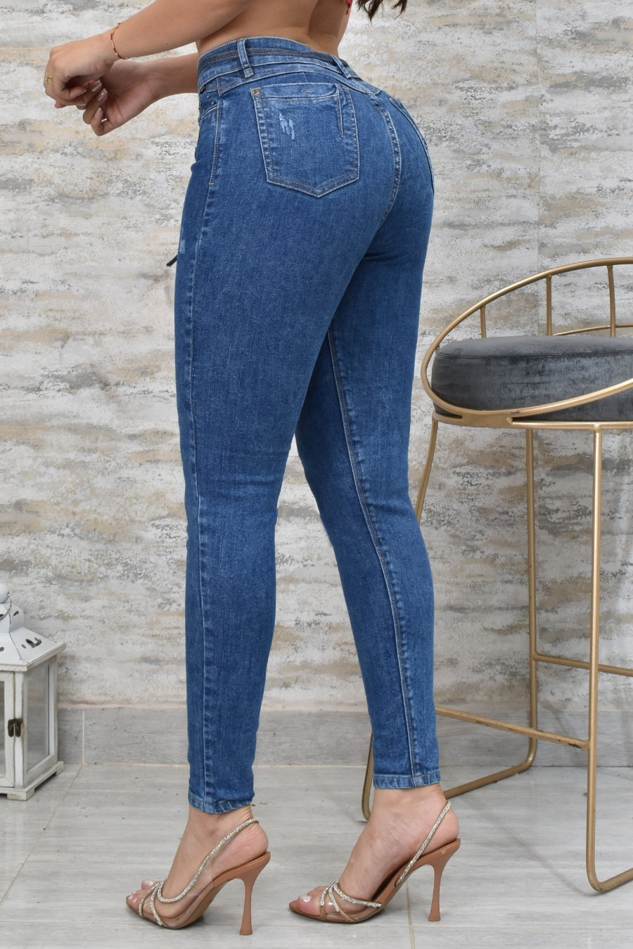JEANS SKINNY CONTROL ABDOMEN LEVANTA COLA  REF. BK-40152