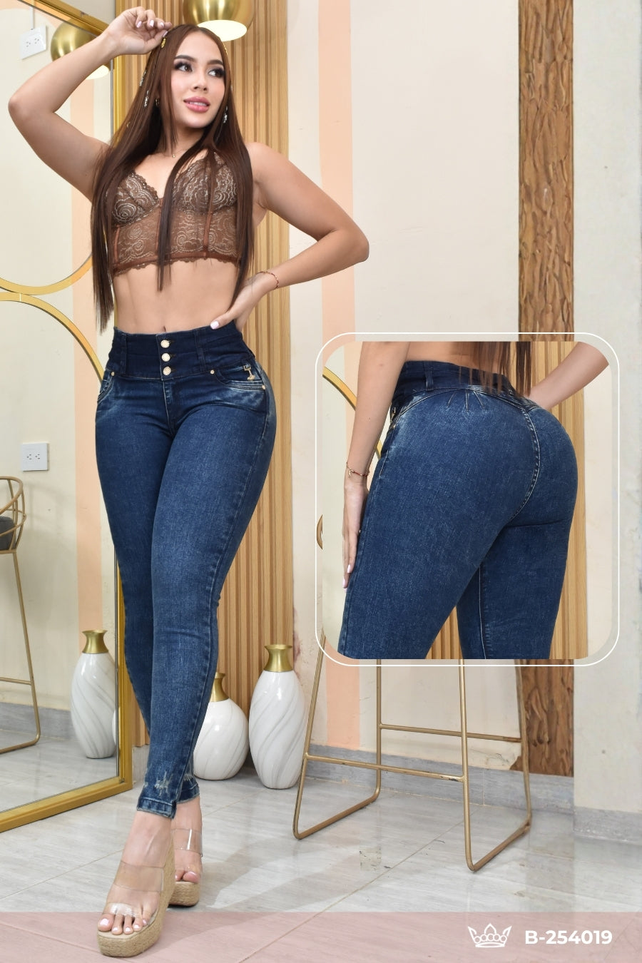 JEANS SKINNY CONTROL ABDOMEN LEVANTA COLA  REF. B-254019
