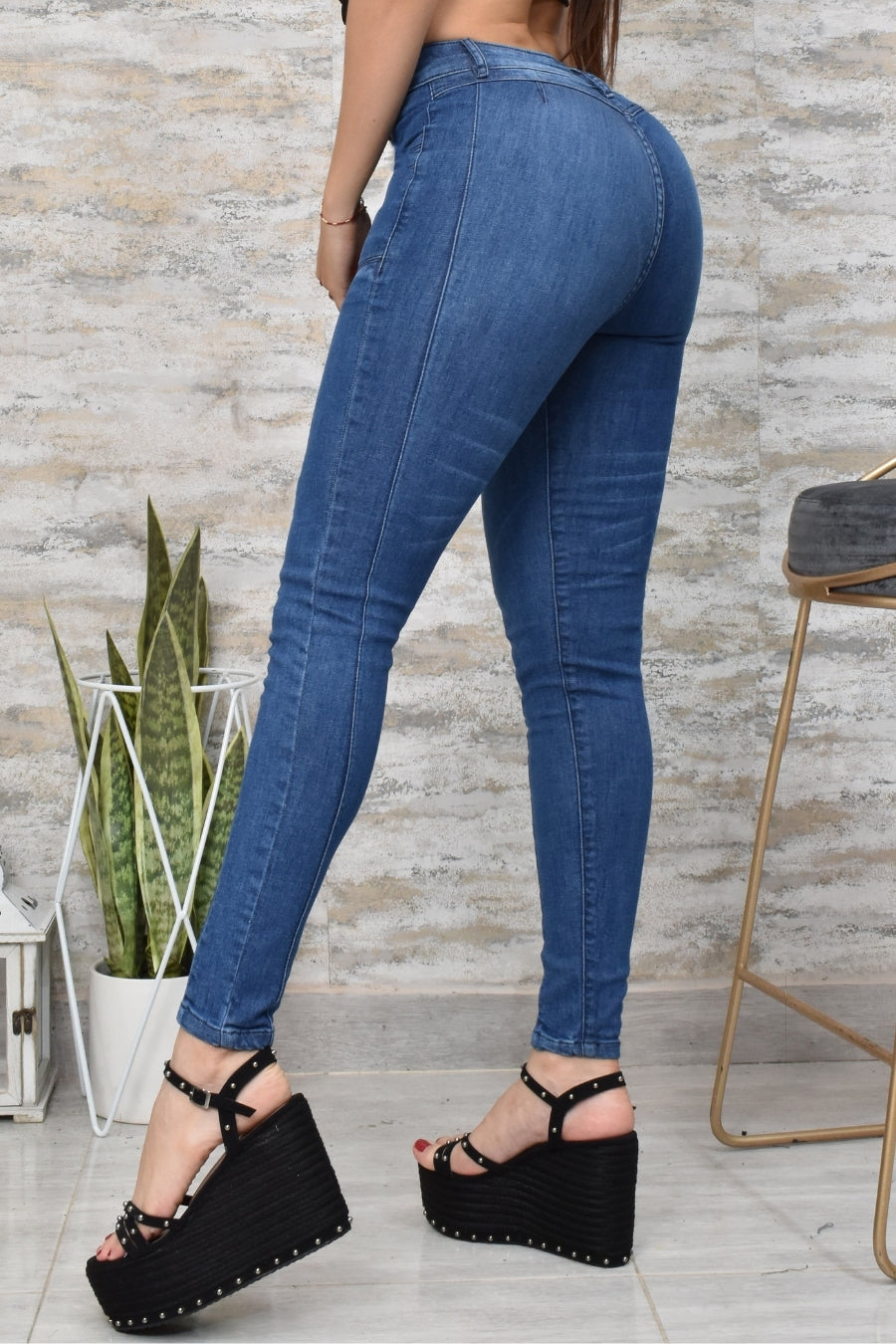 JEANS SKINNY CONTROL ABDOMEN LEVANTA COLA  REF. BK-40147