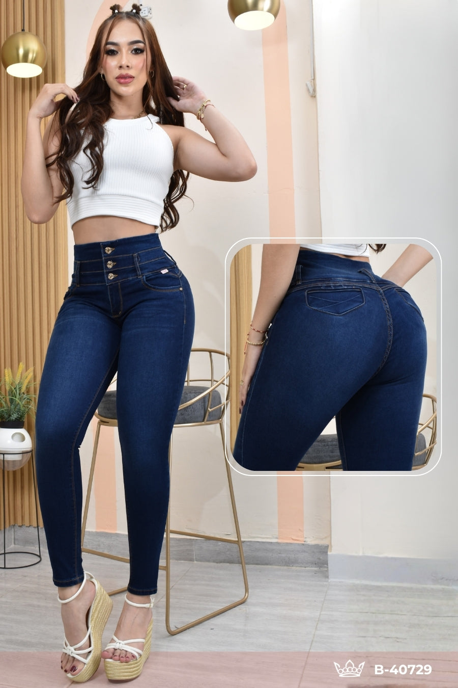 JEANS SKINNY CONTROL ABDOMEN LEVANTA COLA  REF. B-40729