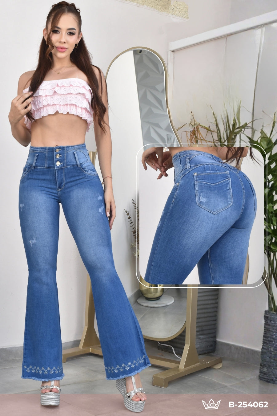 JEANS BOTA ANCHA LEVANTA COLA  REF. B-254062