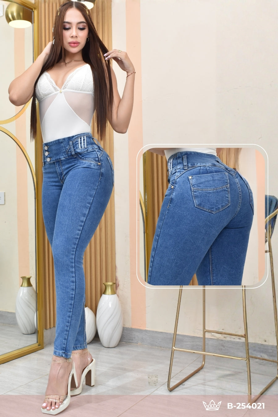 JEANS SKINNY CONTROL ABDOMEN LEVANTA COLA  REF. B-254021