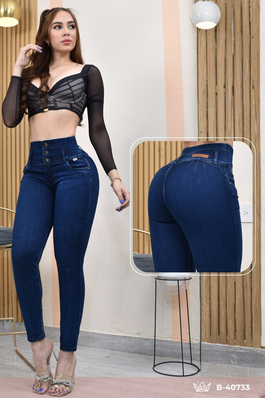 JEANS SKINNY CONTROL ABDOMEN LEVANTA COLA  REF. B-40733