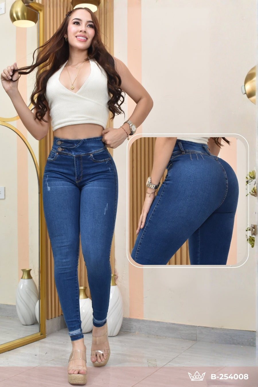JEANS SKINNY CONTROL ABDOMEN LEVANTA COLA  REF. B-254008