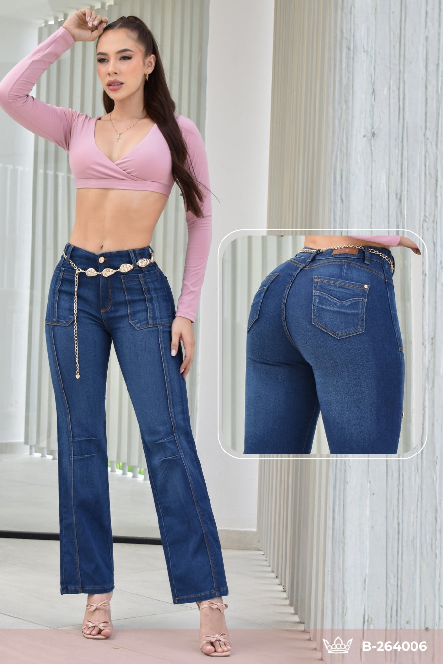 JEANS BOTA RECTA LEVANTA COLA  REF. B264006