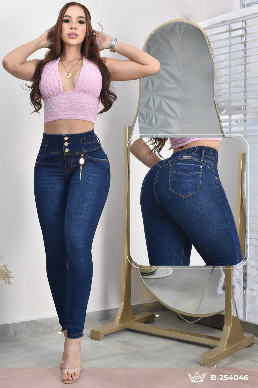 JEANS SKINNY CONTROL ABDOMEN LEVANTA COLA  REF. B-254046