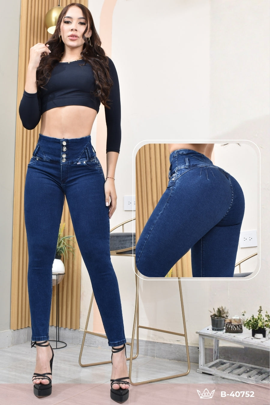 JEANS SKINNY CONTROL ABDOMEN LEVANTA COLA  REF. B-40752