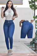 JEANS SKINNY CON PEDRERIA, LEVANTA COLA  REF. B-254047