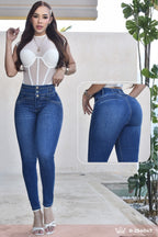 JEANS SKINNY CON PEDRERIA, LEVANTA COLA  REF. B-254047