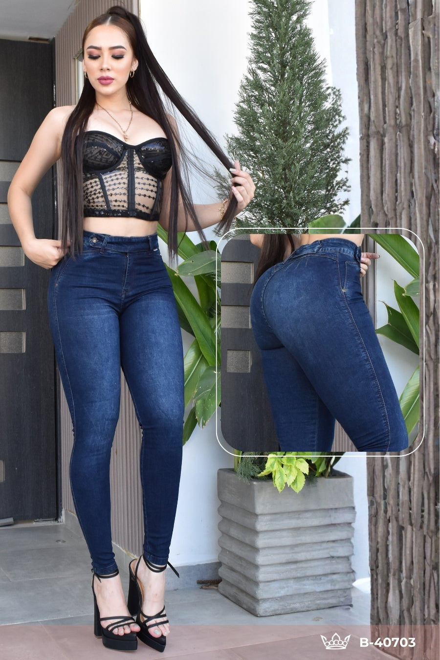 JEANS SKINNY CONTROL ABDOMEN LEVANTA COLA  REF. B-40703