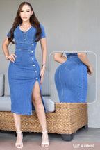 VESTIDO LARGO DENIM STRETCH, HORMA PERFECTA B-259010